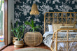 Load image into Gallery viewer, Blue Asian topical Chinoiserie fabric peel and stick wallpaper
