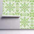 Load image into Gallery viewer, Green botanical geometric tile fabric peel and stick wallpaper
