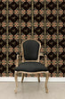 Load image into Gallery viewer, Victorian black dragonfly floral fabric peel and stick wallpaper

