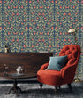 Load image into Gallery viewer, Victorian blue and pink floral Chinoiserie fabric peel and stick wallpaper
