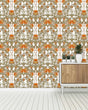 Load image into Gallery viewer, Vintage Art Deco orange floral fabric peel and stick wallpaper
