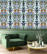 Load image into Gallery viewer, Ornate Art Nouveau Victorian floral fabric peel and stick wallpaper
