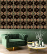 Load image into Gallery viewer, Victorian black dragonfly floral fabric peel and stick wallpaper
