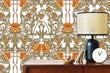 Load image into Gallery viewer, Vintage Art Deco orange floral fabric peel and stick wallpaper
