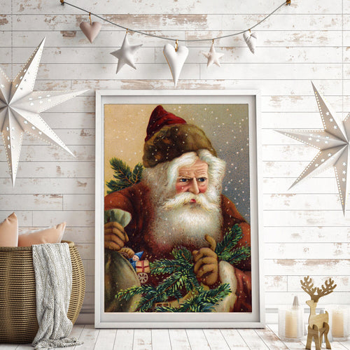 Vintage Christmas Santa artwork painting