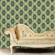 Load image into Gallery viewer, Antique Victorian geometric blue and green fabric peel and stick wallpaper
