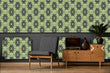 Load image into Gallery viewer, Antique Victorian geometric blue and green fabric peel and stick wallpaper
