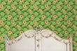 Load image into Gallery viewer, Green and pink Victorian floral Art Nouveau fabric peel and stick wallpaper
