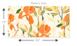 Load image into Gallery viewer, Orange cottage floral fabric peel and stick wallpaper pattern size
