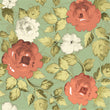 Load image into Gallery viewer, Antique pink and green floral fabric peel and stick wallpaper sample
