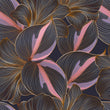 Load image into Gallery viewer, Dark moody tropical leaves fabric peel and stick wallpaper sample
