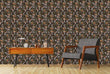 Load image into Gallery viewer, Dark botanical mushroom fabric peel and stick wallpaper in room with chair and table
