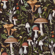 Load image into Gallery viewer, Dark botanical mushroom fabric peel and stick wallpaper sample
