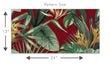 Load image into Gallery viewer, Burgundy and green palm leaves tropical fabric peel and stick wallpaper pattern size
