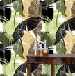 Load image into Gallery viewer, Earth tones vintage tropical palm Mid Century Modern fabric peel and stick wallpaper
