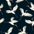 Load image into Gallery viewer, White and blue moody crane bird Chinoiserie fabric peel and stick wallpaper sample
