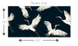 Load image into Gallery viewer, White and blue moody crane bird Chinoiserie fabric peel and stick wallpaper pattern size
