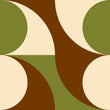 Load image into Gallery viewer, Green and brown vintage Mid-century Modern fabric peel and stick wallpaper sample
