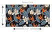 Load image into Gallery viewer, Dark botanical tropical palm leaves fabric peel and stick wallpaper pattern size
