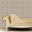 Load image into Gallery viewer, Antique Victorian floral damask fabric peel and stick wallpaper with velvet sofa
