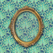 Load image into Gallery viewer, Vintage abstract blue Art Deco peacock fabric peel and stick wallpaper with gold mirror
