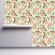 Load image into Gallery viewer, Cute tropical sloth kid&#39;s fabric peel and stick wallpaper on wall partially rolled up
