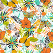 Load image into Gallery viewer, Orange and yellow vintage retro tropical butterfly garden fabric peel and stick wallpaper sample
