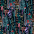 Load image into Gallery viewer, Dark nautical see life beach house fabric peel and stick wallpaper sample
