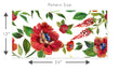 Load image into Gallery viewer, Vintage red flower garden fabric peel and stick wallpaper pattern size graphic
