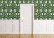 Load image into Gallery viewer, Antique Victorian Art Nouveau floral fabric peel and stick wallpaper in room with door
