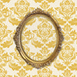 Load image into Gallery viewer, Antique Victorian gold damask fabric peel and stick wallpaper with gold mirror
