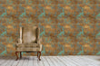 Load image into Gallery viewer, Blue and gold antique Victorian painted elegant fabric peel and stick with gold chair
