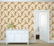 Load image into Gallery viewer, Victorian antique floral botanical fabric peel and stick wallpaper with chest and flowers
