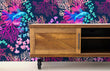 Load image into Gallery viewer, Neon nautical tropical fish fabric peel and stick wallpaper with cabinet
