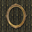 Load image into Gallery viewer, Black and gold geometric antique Art Deco fabric peel and stick wallpaper with gold mirror
