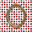 Load image into Gallery viewer, Black and red deck of cards eclectic fabric peel and stick wallpaper with gold mirror on wall
