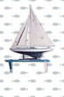 Load image into Gallery viewer, Beach house blue nautical coastal fish fabric peel and stick wallpaper with blue decorative sailboat
