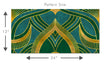 Load image into Gallery viewer, Blue, green and gold geometric Art Nouveau fabric wallpaper pattern size graphic
