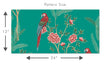 Load image into Gallery viewer, Blue botanical parrot Chinoiserie fabric peel and stick wallpaper pattern size graphic
