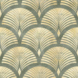 Load image into Gallery viewer, Green and gold distressed geometric vintage Art Deco fabric peel and stick wallpaper sample
