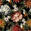 Load image into Gallery viewer, Vintage floral botanical bird fabric peel and stick wallpaper sample
