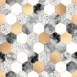 Load image into Gallery viewer, Gold and grey geometric fabric peel and stick wallpaper sample
