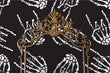Load image into Gallery viewer, Hand bones gothic black and white fabric peel and stick wallpaper with gold mirror
