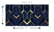 Load image into Gallery viewer, Blue and gold geometric Art Deco fabric peel and stick wallpaper pattern size graphic
