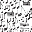 Load image into Gallery viewer, Black and white music notes fabric peel and stick wallpaper sample

