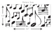 Load image into Gallery viewer, Black and white music notes fabric peel and stick wallpaper patter size graphic
