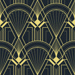 Load image into Gallery viewer, Black and gold vintage antique Art Deco fabric peel and stick wallpaper sample
