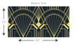 Load image into Gallery viewer, Black and gold vintage antique Art Deco fabric peel and stick wallpaper pattern size graphic
