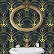 Load image into Gallery viewer, Altyre Street Black and Gold Art Deco Peel and Stick Wallpaper
