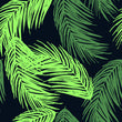 Load image into Gallery viewer, Neon green tropical palm leaves fabric peel and stick wallpaper pattern
